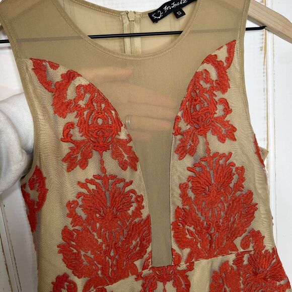 For Love & Lemons Red Floral Lace Nude Illusions Sheer Mesh Peplum Tank Top Sz S - Picture 4 of 11